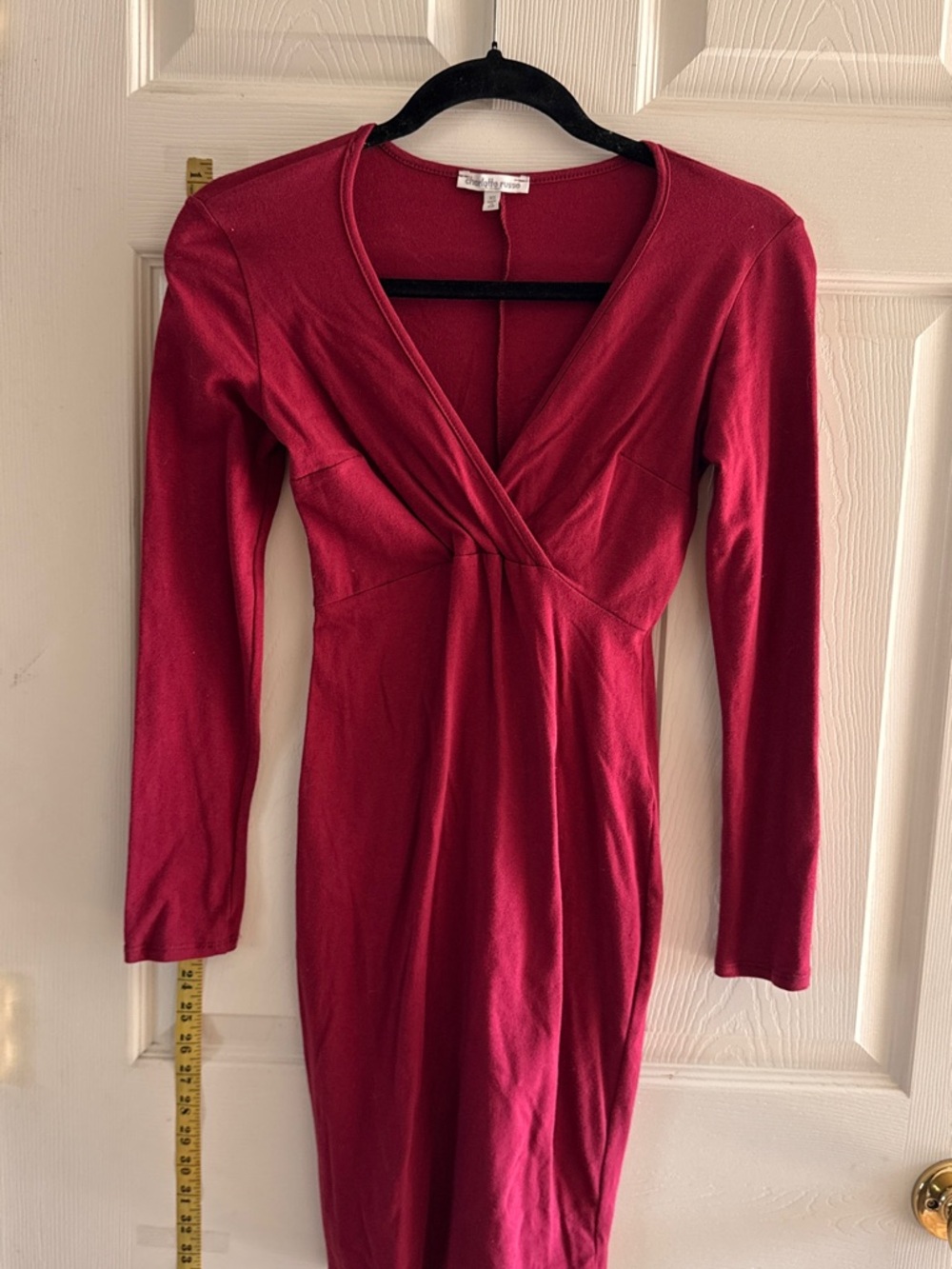 Charlotte Russe Long-Sleeve Faux-Wrap Dress in Wine